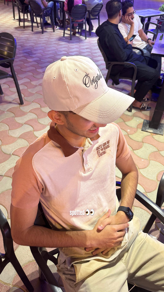 Beige Cap with Óriginal (Black) Embroidery