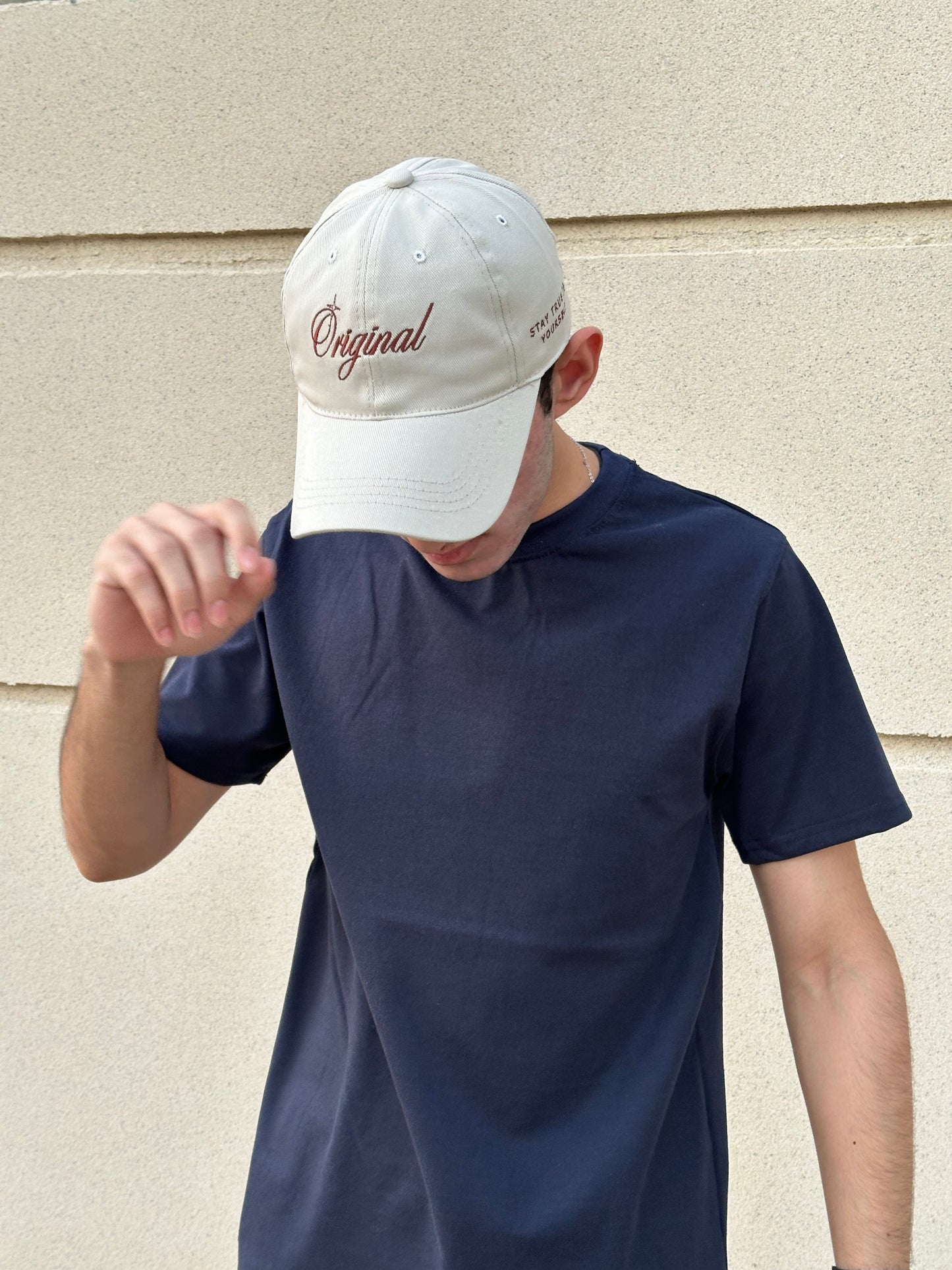 Beige Cap with Óriginal (Rust) Embroidery
