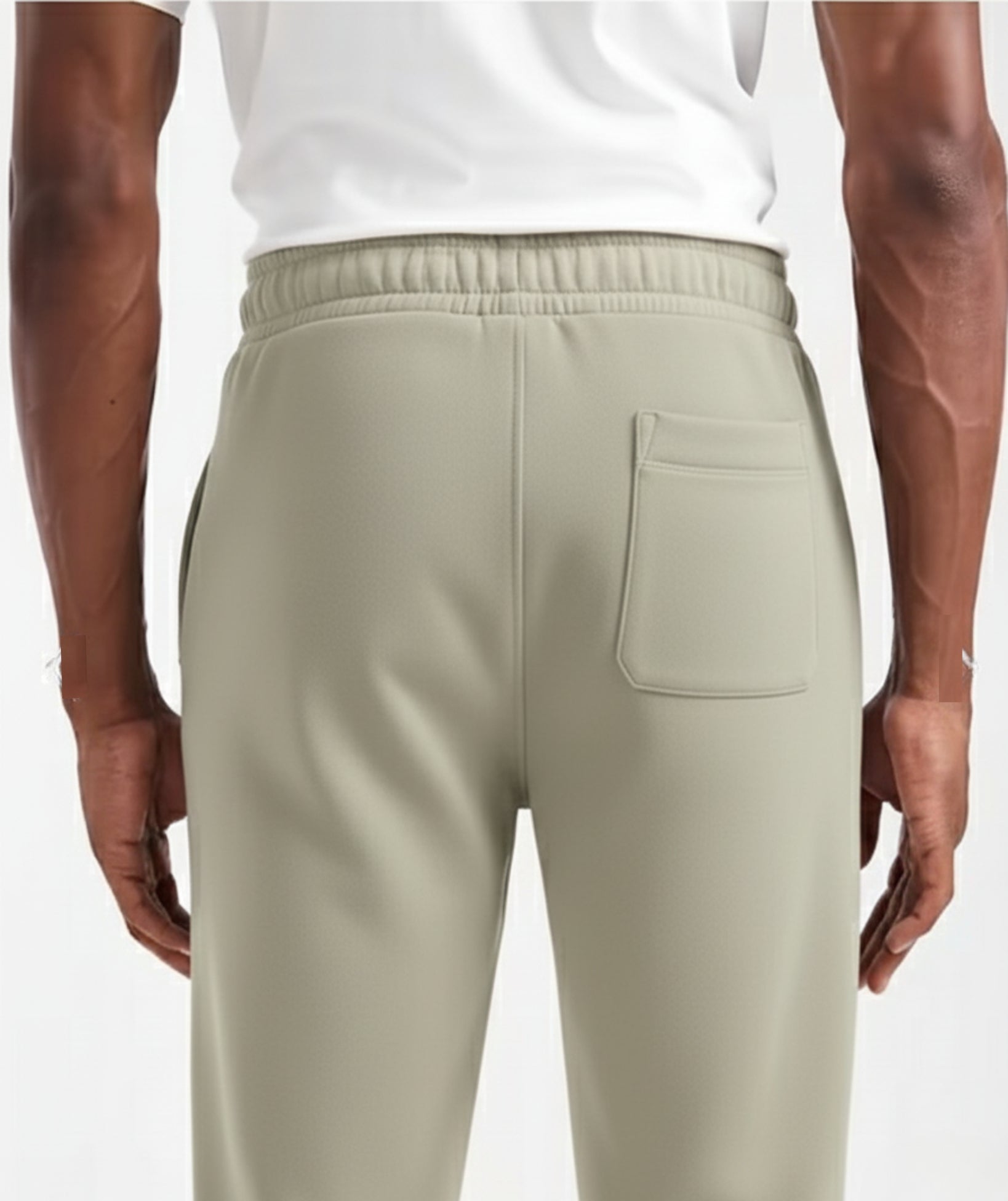 Light Olive Terry Cotton Sweatpants. Designed with a modern straight-leg fit, three pockets, and ultra-soft fabric. The perfect unique neutral.