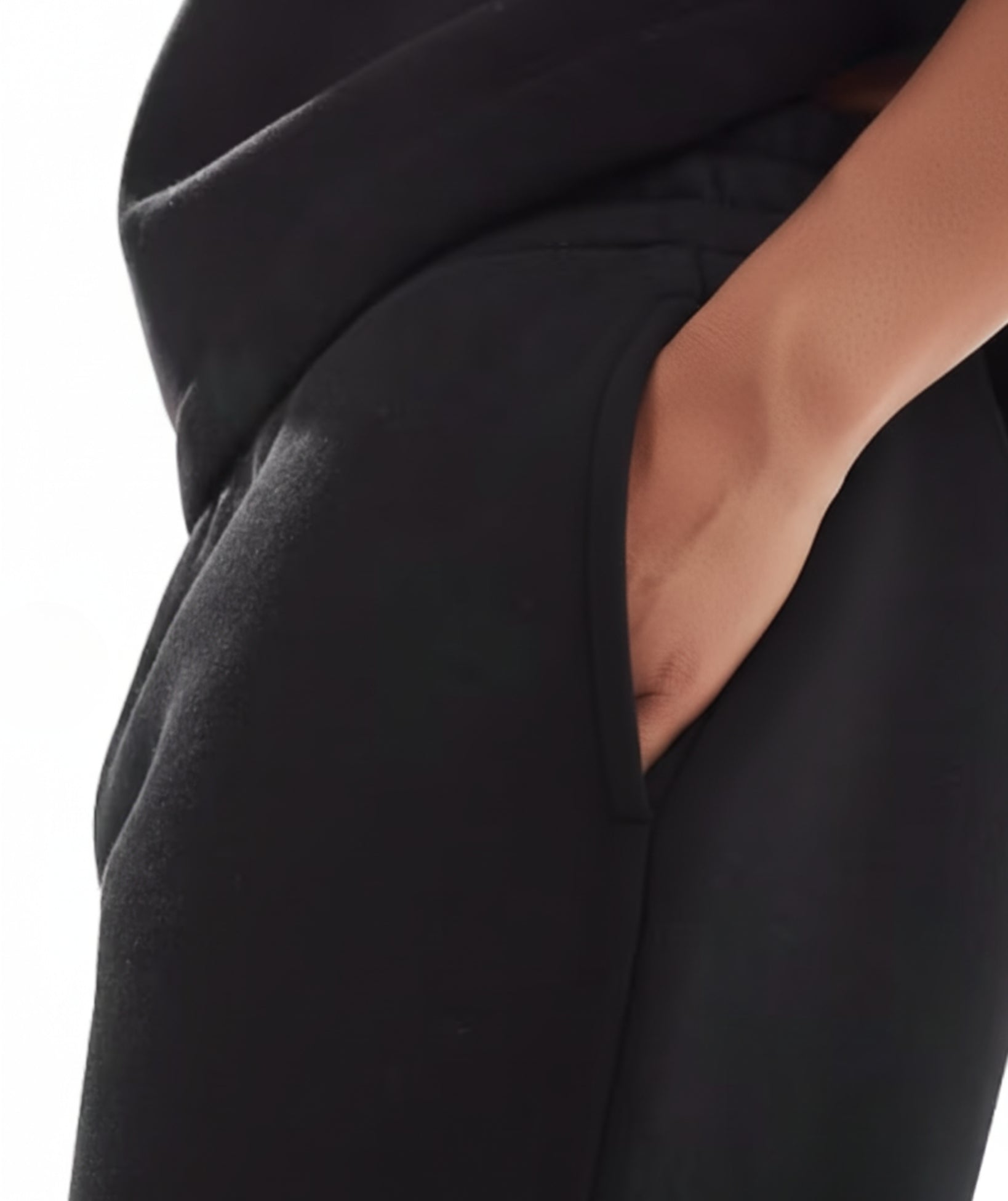 Black Terry Cotton Sweatpants. Featuring a modern straight-leg fit, three functional pockets, and ultra-soft fabric. Your new wardrobe staple.