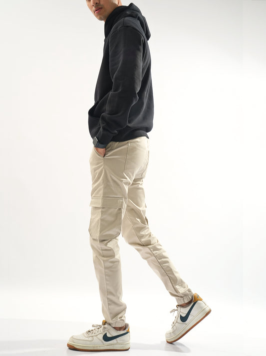 Men’s Regular Fit Cargo Trousers in Off White – Pakistan