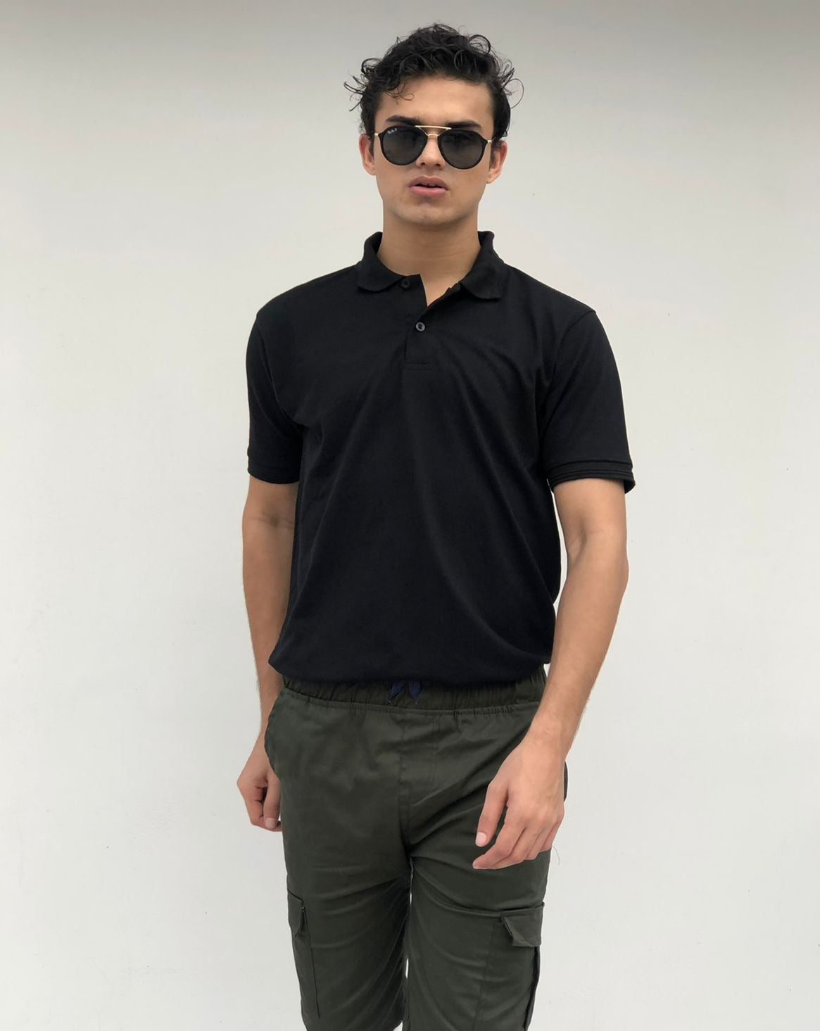 Black polo shirt for men