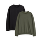 pack of 2 oversized sweatshirts olive green and black