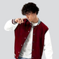 maroon varsity baseball jacket white