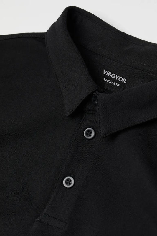 Black polo shirt for men
