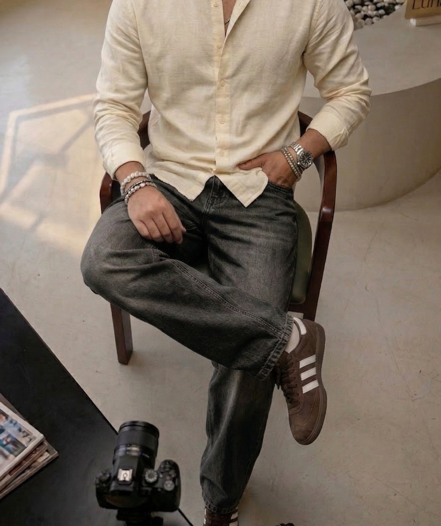 Grey Baggy Wide-Leg Jeans