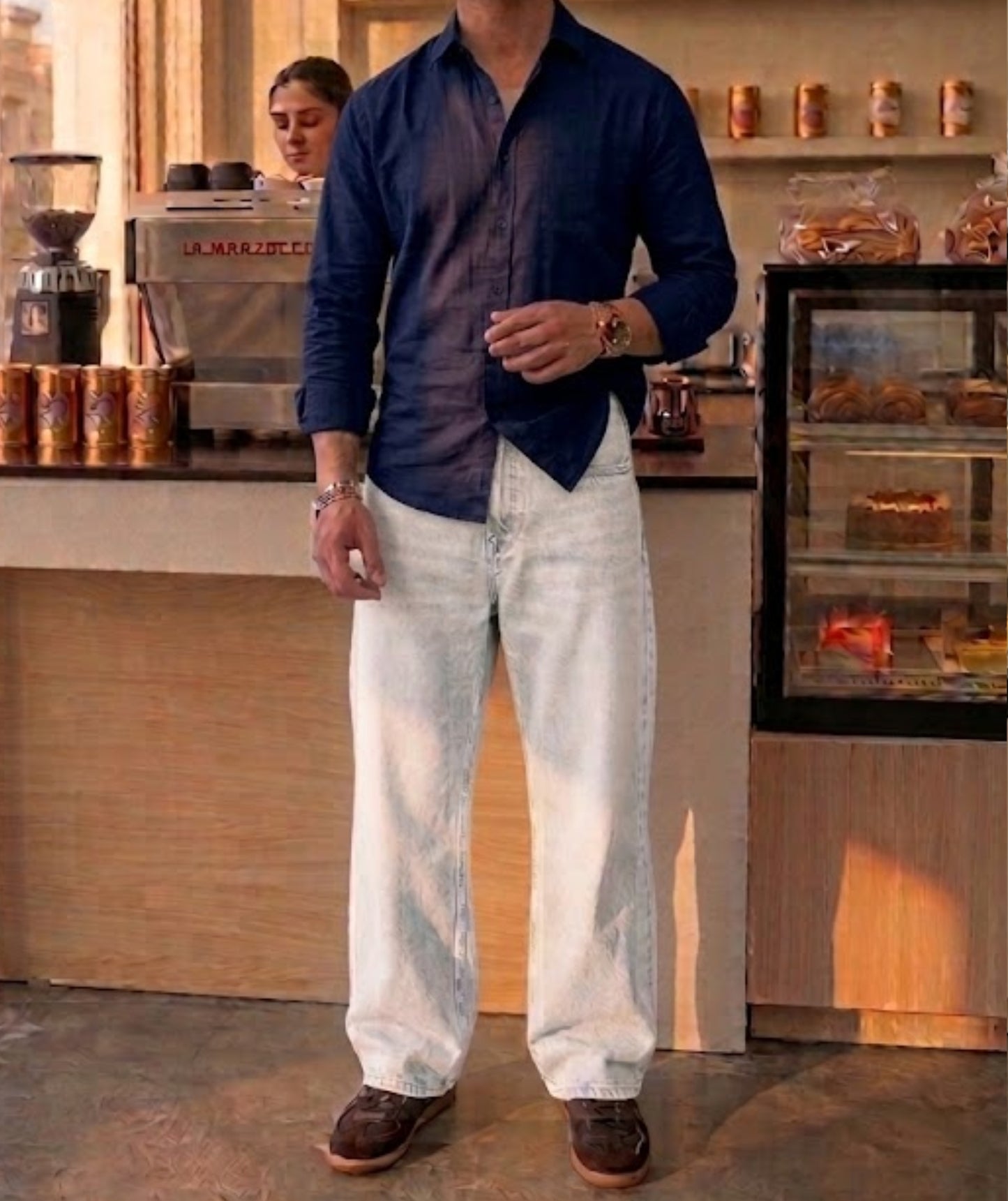 Steel Grey Baggy Wide-Leg Jeans