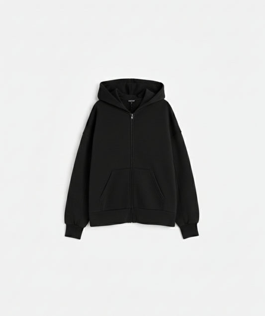 Black Heavyweight Oversized Zip Hoodie