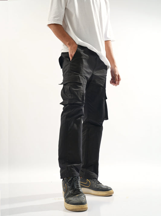 straight fit black cargo pants