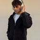 zipper black hoodie in oversized made in Pakistan