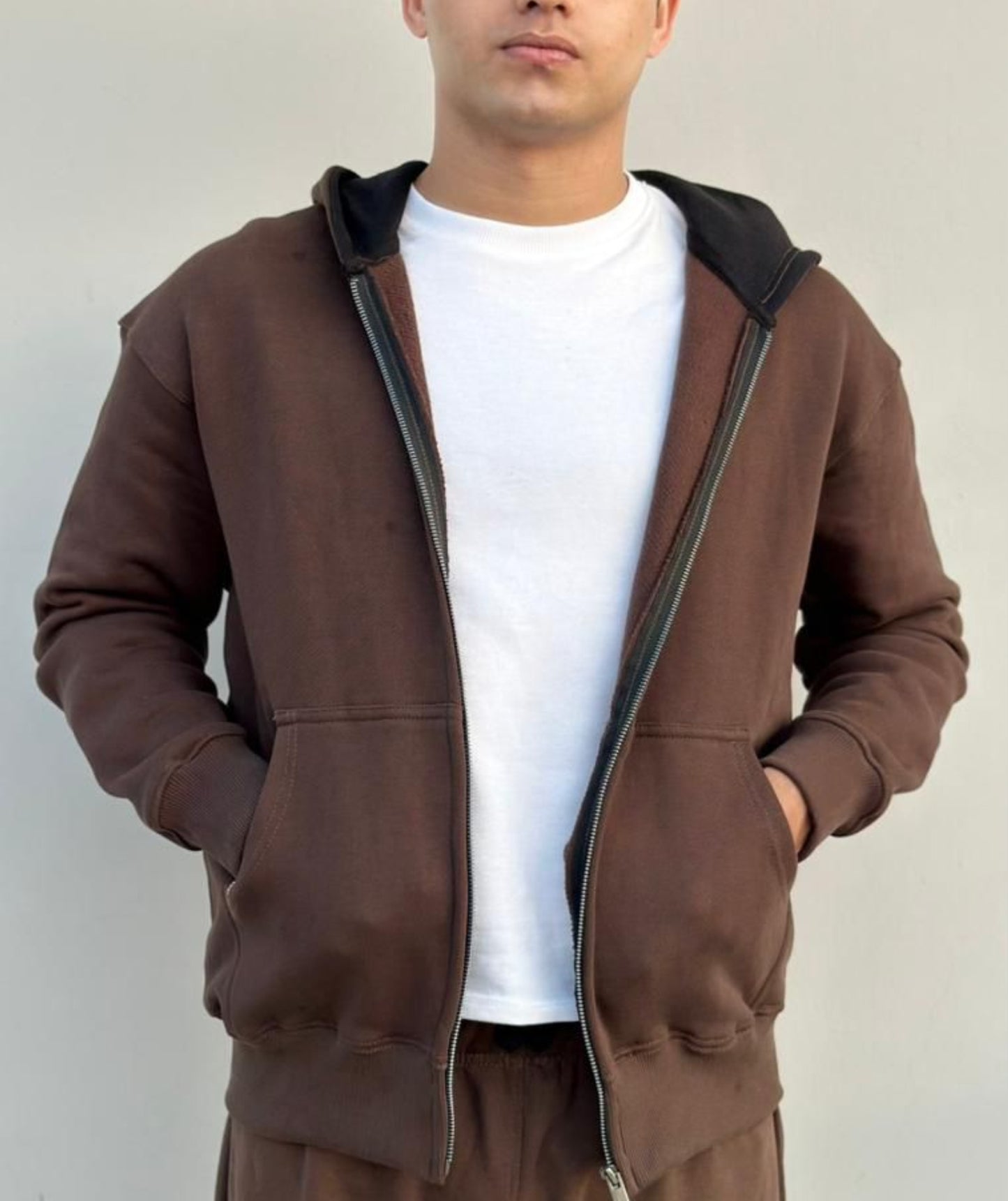 Brown Heavyweight Oversized Zip Hoodie