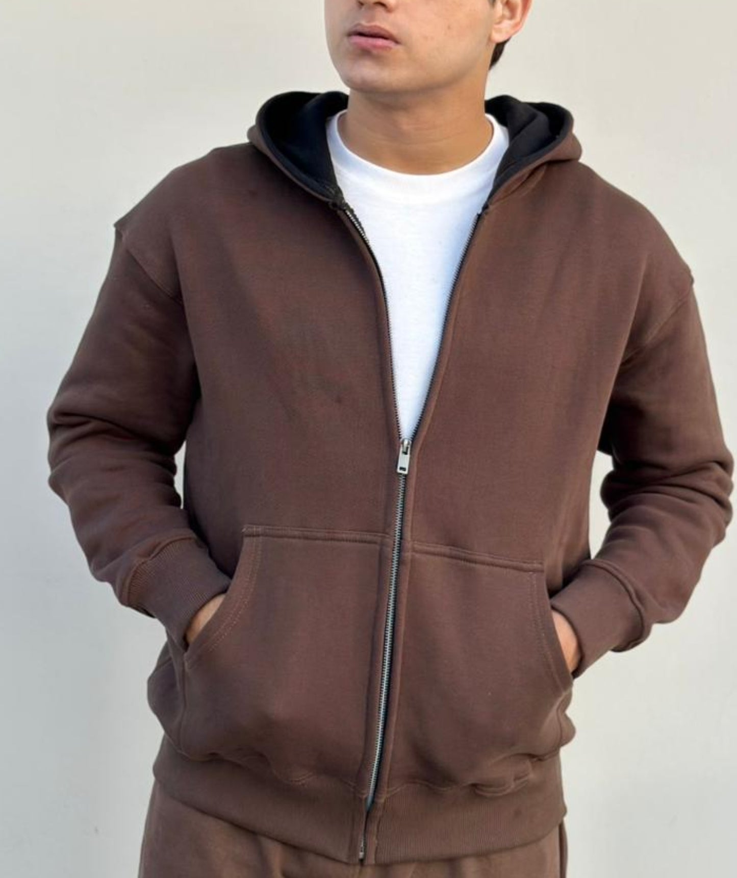 Brown Heavyweight Oversized Zip Hoodie
