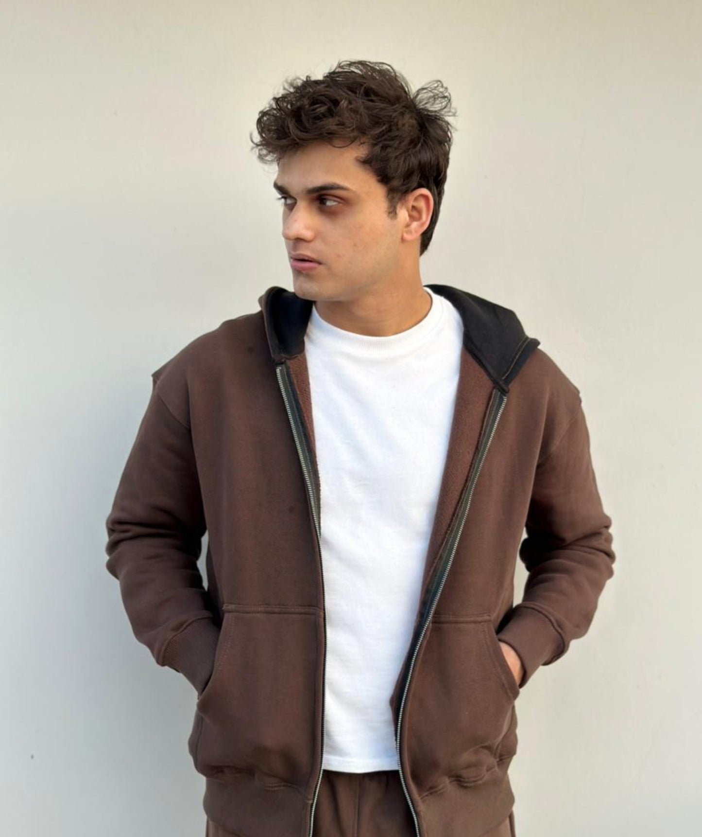 Brown Heavyweight Oversized Zip Hoodie