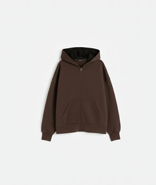Brown Heavyweight Oversized Zip Hoodie
