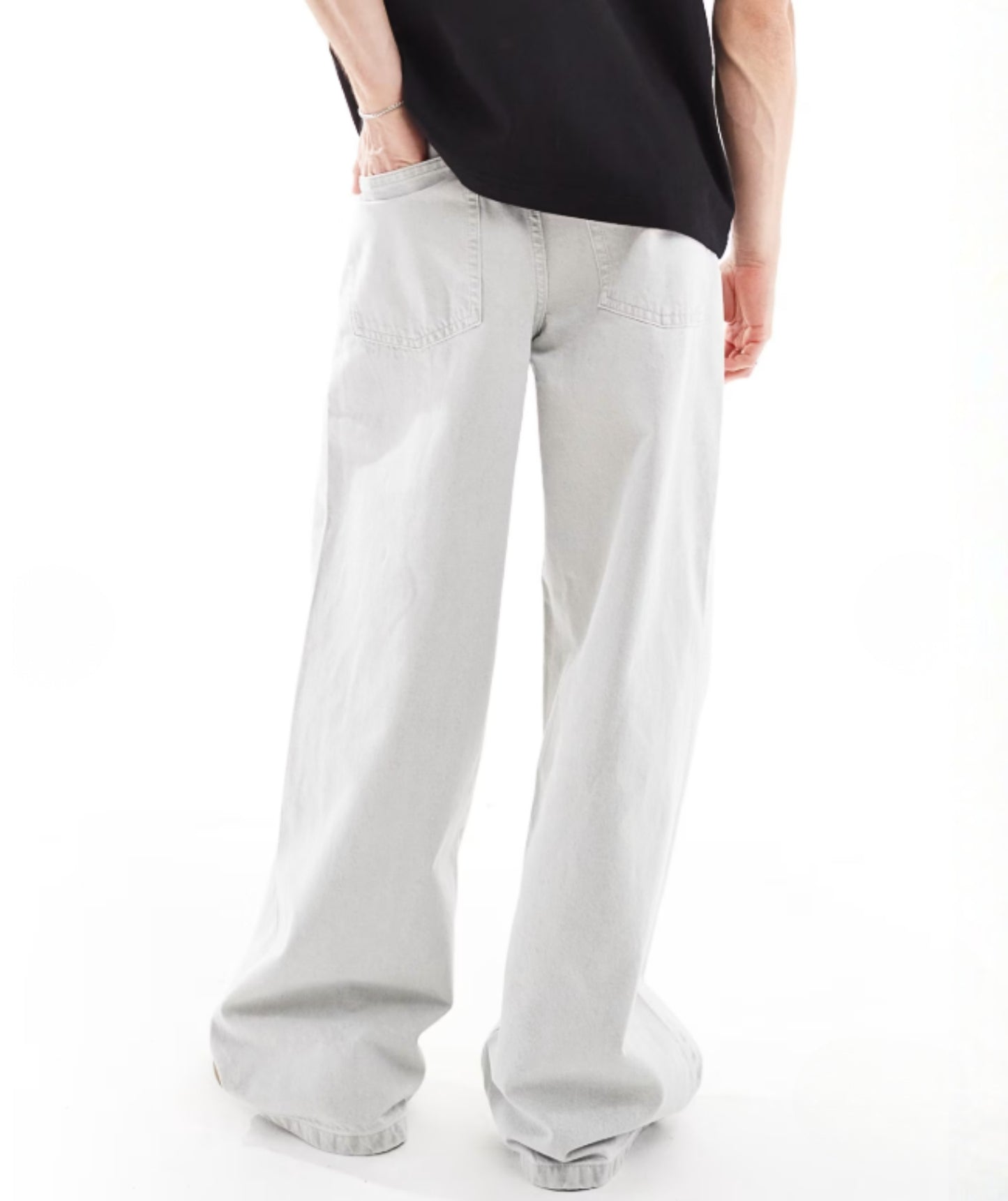 Steel Grey Baggy Wide-Leg Jeans