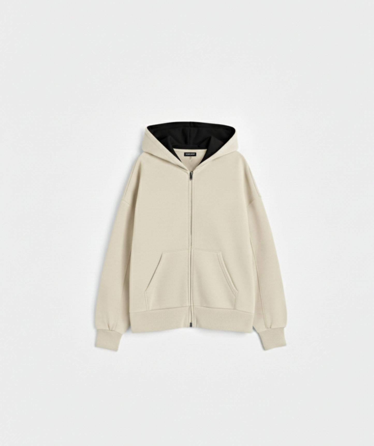 Cream Heavyweight Oversized Zip Hoodie