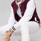 maroon varsity baseball jacket white