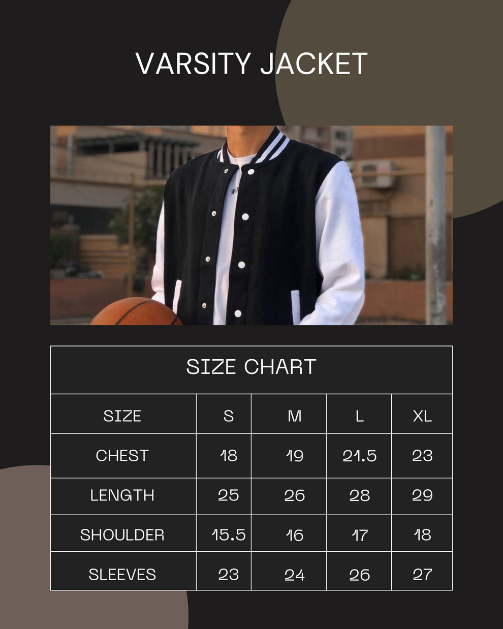 maroon varsity size chart jacket