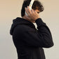 zipper black hoodie in oversized made in Pakistan
